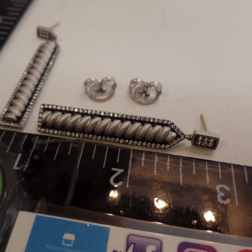 Freida Rothman .925 Sterling Silver Cubic Zirconia Twisted Cable Earrings $250 - Picture 11 of 12